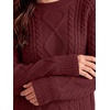 image:imageANRABESS Womens Oversized Cable Knit Fall Pullover Sweaters  Long Sleeve Crewneck Casual Chunky Tops Quiet Luxury Style Easy Layering Piece 2026 Winter Fashion Holiday OutfitsBright Burgundy