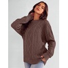 image:imageANRABESS Womens Oversized Cable Knit Fall Pullover Sweaters  Long Sleeve Crewneck Casual Chunky Tops Quiet Luxury Style Easy Layering Piece 2026 Winter Fashion Holiday OutfitsRed Brown