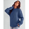 image:imageANRABESS Womens Oversized Cable Knit Fall Pullover Sweaters  Long Sleeve Crewneck Casual Chunky Tops Quiet Luxury Style Easy Layering Piece 2026 Winter Fashion Holiday OutfitsDeep Blue