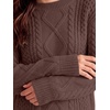 image:imageANRABESS Womens Oversized Cable Knit Fall Pullover Sweaters  Long Sleeve Crewneck Casual Chunky Tops Quiet Luxury Style Easy Layering Piece 2026 Winter Fashion Holiday OutfitsRed Brown