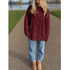 image:imageANRABESS Womens Oversized Cable Knit Fall Pullover Sweaters  Long Sleeve Crewneck Casual Chunky Tops Quiet Luxury Style Easy Layering Piece 2026 Winter Fashion Holiday OutfitsBright Burgundy