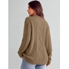 image:imageANRABESS Womens Oversized Cable Knit Fall Pullover Sweaters  Long Sleeve Crewneck Casual Chunky Tops Quiet Luxury Style Easy Layering Piece 2026 Winter Fashion Holiday OutfitsKhaki Brown