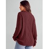 image:imageANRABESS Womens Oversized Cable Knit Fall Pullover Sweaters  Long Sleeve Crewneck Casual Chunky Tops Quiet Luxury Style Easy Layering Piece 2026 Winter Fashion Holiday OutfitsBright Burgundy