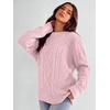 image:imageANRABESS Womens Oversized Cable Knit Fall Pullover Sweaters  Long Sleeve Crewneck Casual Chunky Tops Quiet Luxury Style Easy Layering Piece 2026 Winter Fashion Holiday OutfitsLight Pink