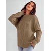 image:imageANRABESS Womens Oversized Cable Knit Fall Pullover Sweaters  Long Sleeve Crewneck Casual Chunky Tops Quiet Luxury Style Easy Layering Piece 2026 Winter Fashion Holiday OutfitsKhaki Brown