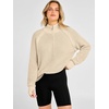 image:imageANRABESS Womens Sweaters Fall Waffle Knit Quarter Zip Pullover Top  Long Sleeve Oversized Collared Thumb Hole Shirts Soft Cozy Warm Work Business Casual OutfitsTravel Vacation Winter ClothesBeige