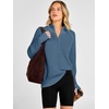 image:imageANRABESS Womens Sweaters Fall Waffle Knit Quarter Zip Pullover Top  Long Sleeve Oversized Collared Thumb Hole Shirts Soft Cozy Warm Work Business Casual OutfitsTravel Vacation Winter ClothesSlate Blue