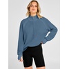 image:imageANRABESS Womens Sweaters Fall Waffle Knit Quarter Zip Pullover Top  Long Sleeve Oversized Collared Thumb Hole Shirts Soft Cozy Warm Work Business Casual OutfitsTravel Vacation Winter ClothesSlate Blue