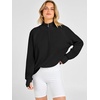 image:imageANRABESS Womens Sweaters Fall Waffle Knit Quarter Zip Pullover Top  Long Sleeve Oversized Collared Thumb Hole Shirts Soft Cozy Warm Work Business Casual OutfitsTravel Vacation Winter ClothesBlack