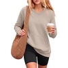 image:imageANRABESS Womens V Neck Long Sleeve SweatshirtsGrey BeigeXL  Soft Comfy Fleece  Pullover Tops with Pockets Loose FitCasualampTrendy DailyampWorkampTravel OutfitsFall Winter Clothes