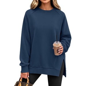 image:imageANRABESS Oversized Sweatshirt for Women Fleece Fall Outfits  Long Sleeve Side Slit Pullover TopsComfy SoftCrewneck Loose Fit Sweatshirts with PocketsCasual Work Lounge Winter ClothesNavy Blue