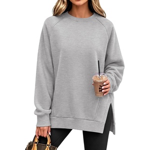 image:imageANRABESS Oversized Sweatshirt for Women Fleece Fall Outfits  Long Sleeve Side Slit Pullover TopsComfy SoftCrewneck Loose Fit Sweatshirts with PocketsCasual Work Lounge Winter ClothesGrey
