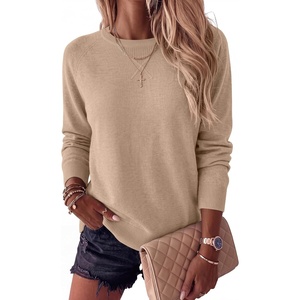 image:imageANRABESS Sweater for Women Lightweight Knit Fall Pullover  Crewneck Long Sleeve Tops Soft Loose Fit Basic Casual Office Layering Daily Wear Winter Trendy OutfitsWarm Khaki