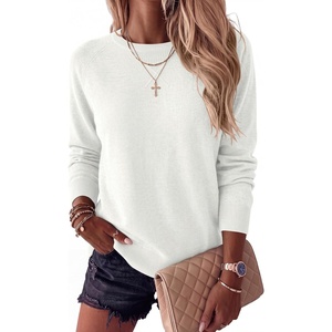 image:imageANRABESS Sweater for Women Lightweight Knit Fall Pullover  Crewneck Long Sleeve Tops Soft Loose Fit Basic Casual Office Layering Daily Wear Winter Trendy OutfitsWhite