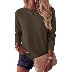 image:imageANRABESS Sweater for Women Lightweight Knit Fall Pullover  Crewneck Long Sleeve Tops Soft Loose Fit Basic Casual Office Layering Daily Wear Winter Trendy OutfitsBrown