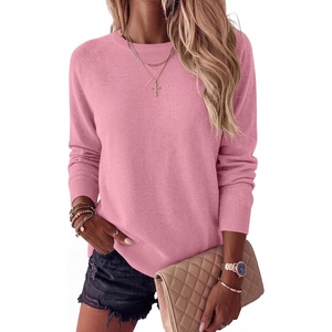 image:imageANRABESS Sweater for Women Lightweight Knit Fall Pullover  Crewneck Long Sleeve Tops Soft Loose Fit Basic Casual Office Layering Daily Wear Winter Trendy OutfitsCoral Pink
