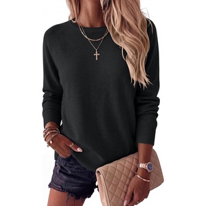 image:imageANRABESS Sweater for Women Lightweight Knit Fall Pullover  Crewneck Long Sleeve Tops Soft Loose Fit Basic Casual Office Layering Daily Wear Winter Trendy OutfitsBlack