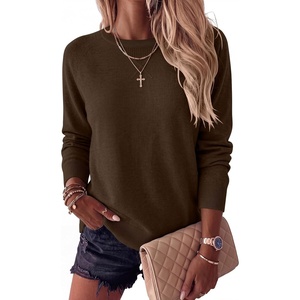 image:imageANRABESS Sweater for Women Lightweight Knit Fall Pullover  Crewneck Long Sleeve Tops Soft Loose Fit Basic Casual Office Layering Daily Wear Winter Trendy OutfitsCoffee