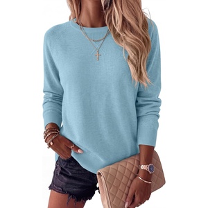 image:imageANRABESS Sweater for Women Lightweight Knit Fall Pullover  Crewneck Long Sleeve Tops Soft Loose Fit Basic Casual Office Layering Daily Wear Winter Trendy OutfitsLight Blue