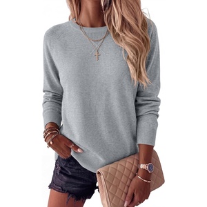 image:imageANRABESS Sweater for Women Lightweight Knit Fall Pullover  Crewneck Long Sleeve Tops Soft Loose Fit Basic Casual Office Layering Daily Wear Winter Trendy OutfitsLight Gray