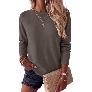 image:imageANRABESS Sweater for Women Lightweight Knit Fall Pullover  Crewneck Long Sleeve Tops Soft Loose Fit Basic Casual Office Layering Daily Wear Winter Trendy OutfitsNutmeg