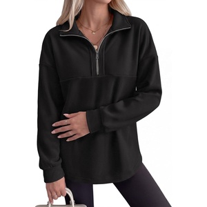 image:imageANRABESS Sweatshirts for Women Loose Fit Quarter Zip Pullover  Soft Cozy Long Sleeve Tops School Work Rreppy Giong Out Clothes Casual Cute Relaxed Loungewear Fall Winter Fashion OutfitsBlack