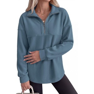 image:imageANRABESS Sweatshirts for Women Loose Fit Quarter Zip Pullover  Soft Cozy Long Sleeve Tops School Work Rreppy Giong Out Clothes Casual Cute Relaxed Loungewear Fall Winter Fashion OutfitsGrey Blue
