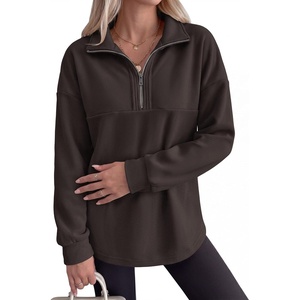 image:imageANRABESS Sweatshirts for Women Loose Fit Quarter Zip Pullover  Soft Cozy Long Sleeve Tops School Work Rreppy Giong Out Clothes Casual Cute Relaxed Loungewear Fall Winter Fashion OutfitsBrown