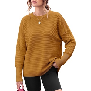image:imageANRABESS Women Fall Oversized Long Batwing Sleeve Ribbed Sweaters  2026 Fall Fashion Outfits Crew Neck Slit Side Pullover TopCasual Winter Layering Clothing Work Travel amp Everyday WearYellow