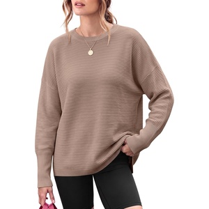 image:imageANRABESS Women Fall Oversized Long Batwing Sleeve Ribbed Sweaters  2026 Fall Fashion Outfits Crew Neck Slit Side Pullover TopCasual Winter Layering Clothing Work Travel amp Everyday WearKhaki