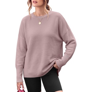 image:imageANRABESS Women Fall Oversized Long Batwing Sleeve Ribbed Sweaters  2026 Fall Fashion Outfits Crew Neck Slit Side Pullover TopCasual Winter Layering Clothing Work Travel amp Everyday WearPink
