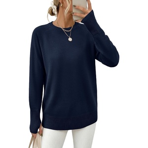 image:imageANRABESS Womens Fall Long Sleeve Lightweight Sweaters  Crew Neck Thumb Hole Pullover Tops Casual Loose Fit Going Out Travel AllDay Wear Spring Winter Layering ClothesIndigo