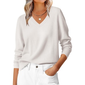image:imageANRABESS Womens Fall Long Sleeve V Neck Light Sweaters  Lightweight Soft Basic Pullover TopsBusiness Casual Work OutfitsTravel Vacation All Day WearSpring Winter Layer ClothingWhite