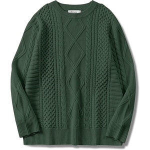 image:imageANRABESS Womens Oversized Cable Knit Fall Pullover Sweaters  Long Sleeve Crewneck Casual Chunky Tops Quiet Luxury Style Easy Layering Piece 2026 Winter Fashion Holiday OutfitsDeep Green