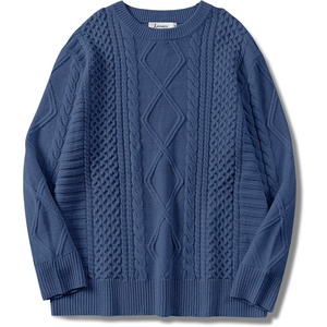 image:imageANRABESS Womens Oversized Cable Knit Fall Pullover Sweaters  Long Sleeve Crewneck Casual Chunky Tops Quiet Luxury Style Easy Layering Piece 2026 Winter Fashion Holiday OutfitsDeep Blue