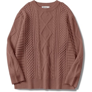 image:imageANRABESS Womens Oversized Cable Knit Fall Pullover Sweaters  Long Sleeve Crewneck Casual Chunky Tops Quiet Luxury Style Easy Layering Piece 2026 Winter Fashion Holiday OutfitsOrange