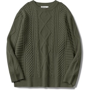 image:imageANRABESS Womens Oversized Cable Knit Fall Pullover Sweaters  Long Sleeve Crewneck Casual Chunky Tops Quiet Luxury Style Easy Layering Piece 2026 Winter Fashion Holiday OutfitsArmy Green
