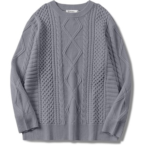 image:imageANRABESS Womens Oversized Cable Knit Fall Pullover Sweaters  Long Sleeve Crewneck Casual Chunky Tops Quiet Luxury Style Easy Layering Piece 2026 Winter Fashion Holiday OutfitsDeep Grey
