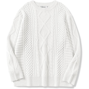 image:imageANRABESS Womens Oversized Cable Knit Fall Pullover Sweaters  Long Sleeve Crewneck Casual Chunky Tops Quiet Luxury Style Easy Layering Piece 2026 Winter Fashion Holiday OutfitsWhite Cream