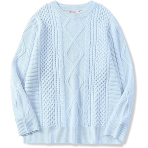 image:imageANRABESS Womens Oversized Cable Knit Fall Pullover Sweaters  Long Sleeve Crewneck Casual Chunky Tops Quiet Luxury Style Easy Layering Piece 2026 Winter Fashion Holiday OutfitsSky