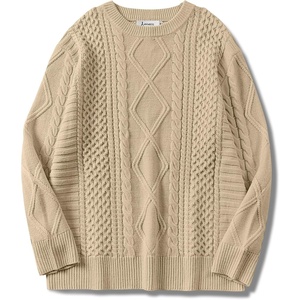 image:imageANRABESS Womens Oversized Cable Knit Fall Pullover Sweaters  Long Sleeve Crewneck Casual Chunky Tops Quiet Luxury Style Easy Layering Piece 2026 Winter Fashion Holiday OutfitsDark Apricot