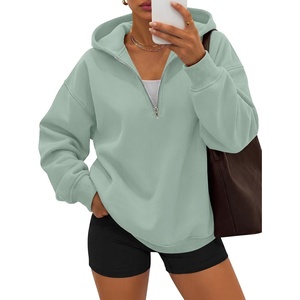 image:imageANRABESS Womens Oversized Long Sleeve Quarter Zip Pullover Hoodies  Comfy Fleece Sweatshirts Casual Loose Fit Sweaters 2026 Fall Fashion Outfits Daily Workout amp TravelLayer ClothesGrey Green