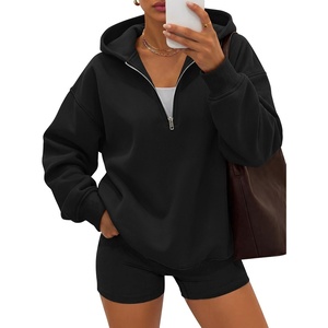 image:imageANRABESS Womens Oversized Long Sleeve Quarter Zip Pullover Hoodies  Comfy Fleece Sweatshirts Casual Loose Fit Sweaters 2026 Fall Fashion Outfits Daily Workout amp TravelLayer ClothesBlack