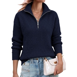 image:imageANRABESS Womens Sweaters Quarter Zip Pullover Fall Outfits  Zip Up Mock Neck Knit TopCozy Long Sleeve ShirtsBusiness Casual Work OutfitsTravel All Day WearWarm Winter Layer ClothesNavy
