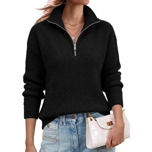 image:imageANRABESS Womens Sweaters Quarter Zip Pullover Fall Outfits  Zip Up Mock Neck Knit TopCozy Long Sleeve ShirtsBusiness Casual Work OutfitsTravel All Day WearWarm Winter Layer ClothesBlack