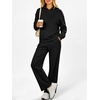 image:imageANRABESS 2 Piece Sets for Women Sweatsuits Fleece Lined 2026 Fall Outfits  Cozy Hoodie amp Wide Leg Sweatpants with Pockets Comfy Matching Lounge Set Casual Travel Airport Clothes Workout TracksuitsBlack