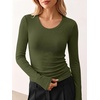 image:imageANRABESS Fall Long Sleeve Shirts for Women Wool Blend Tops  V Neck Slim Fit Knit Basic Tee Comfy Soft Lightweight Sweater Casual Going Out amp Work Daily Wear Winter Layering ClothesArmy Green