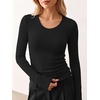 image:imageANRABESS Fall Long Sleeve Shirts for Women Wool Blend Tops  V Neck Slim Fit Knit Basic Tee Comfy Soft Lightweight Sweater Casual Going Out amp Work Daily Wear Winter Layering ClothesBlack