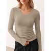 image:imageANRABESS Fall Long Sleeve Shirts for Women Wool Blend Tops  V Neck Slim Fit Knit Basic Tee Comfy Soft Lightweight Sweater Casual Going Out amp Work Daily Wear Winter Layering ClothesLight Khaki