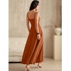 image:imageANRABESS Formal Dresses for Women Evening Party Cocktail Long Dress Split Elegant V Neck Wrap Ruffle Wedding Guest DressesCaramel